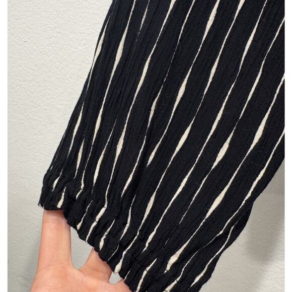 Billabong Black Mixed Print Stripe Polka Dot Blouse Size Large Long Sleeve Boho - Picture 7 of 9